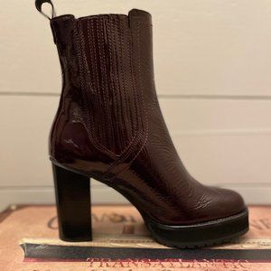 Kurt Geiger Patent Leather Storm Boots - Oxblood